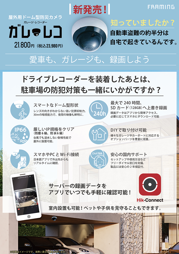 屋外用ドーム型防災カメラ・ガレレコ